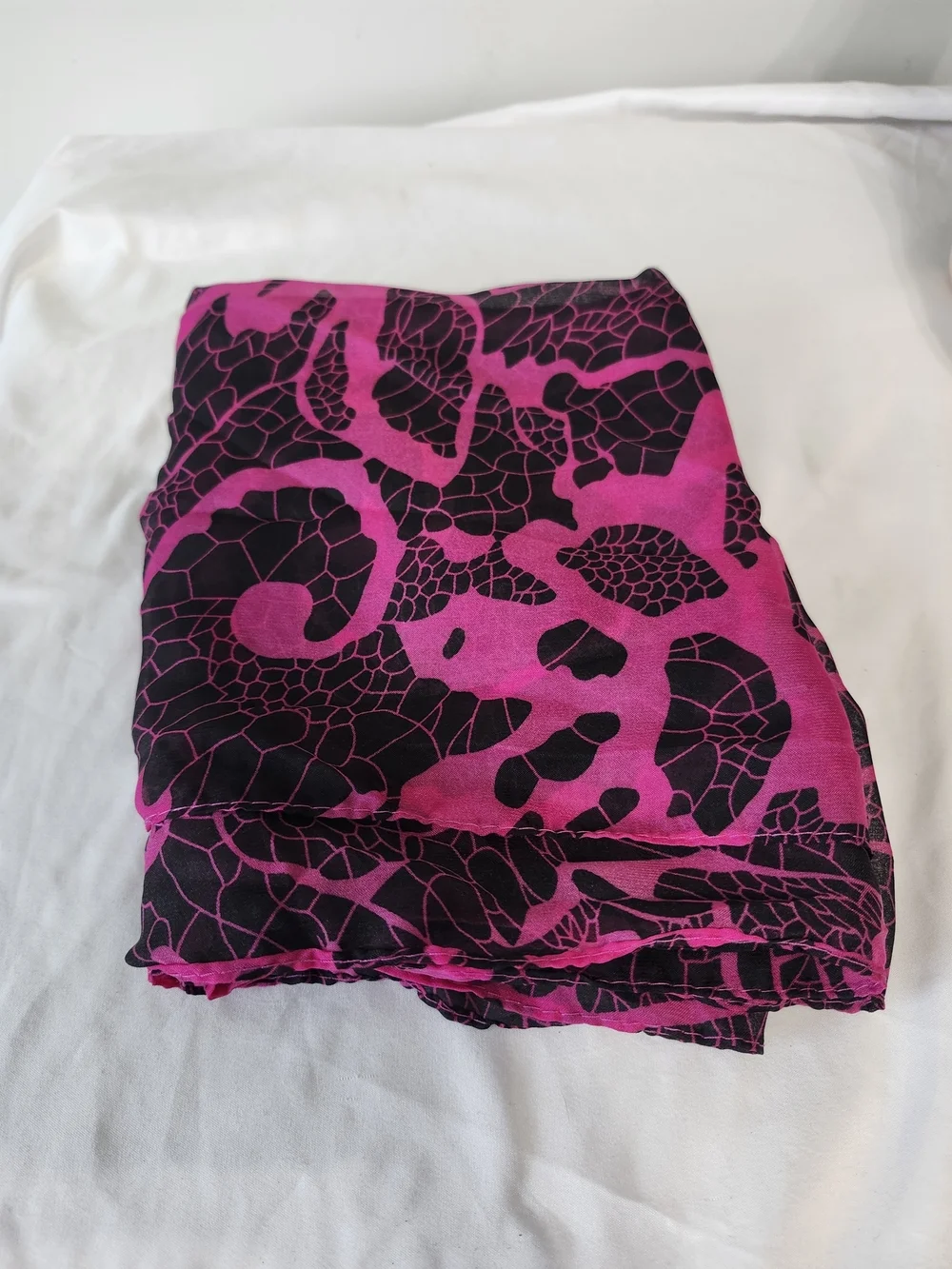 Women's Fuchsia and Black Floral Infinity Scarf